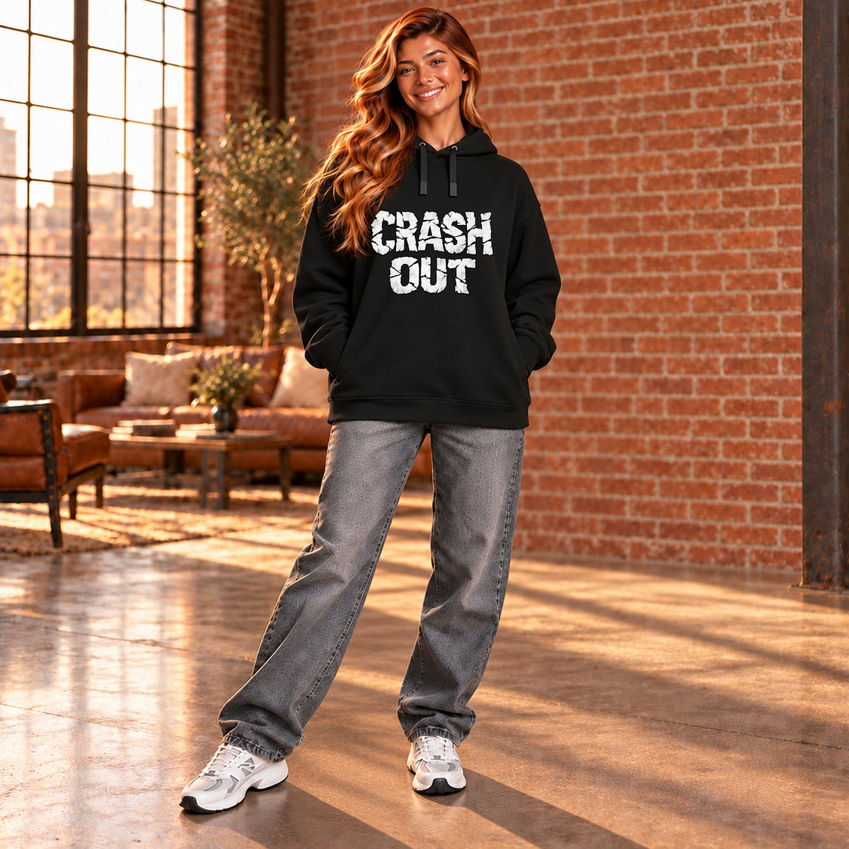 CRASH OUT Women's Organic Cotton Blend Side Pocket Hoodie Sweatshirt