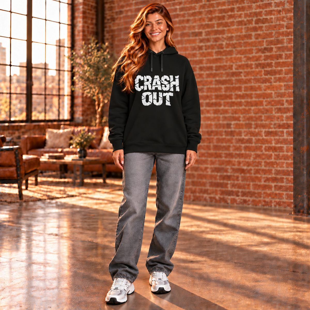 CRASH OUT Women's Organic Cotton Blend Side Pocket Hoodie Sweatshirt