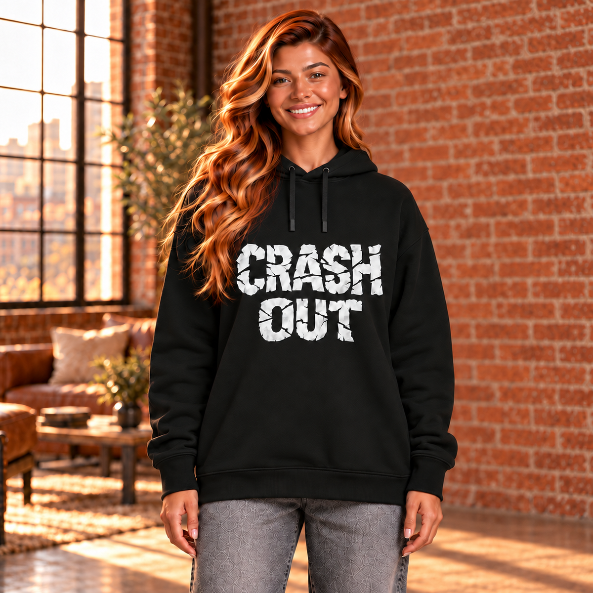 CRASH OUT Women's Organic Cotton Blend Side Pocket Hoodie Sweatshirt