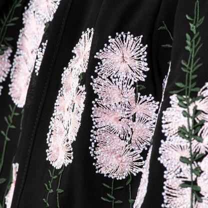 Luxury Floral Embroidered Double-Layer Chiffon Open Abaya