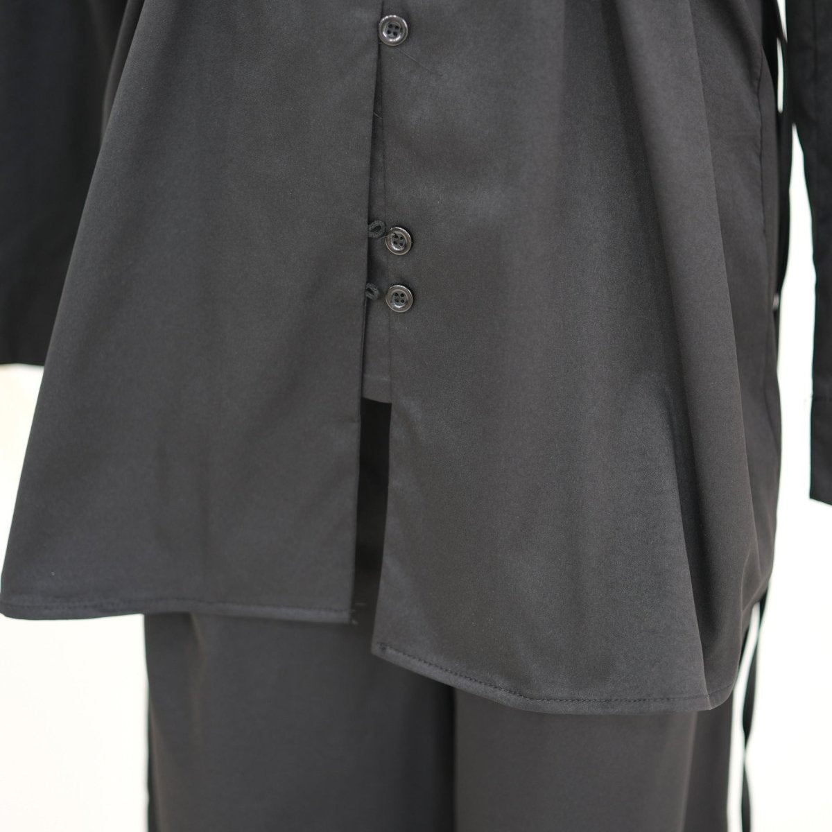 Button-Front Longline Top & Wide-Leg Trouser Set