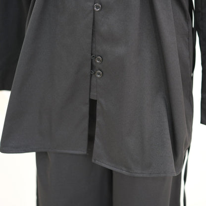 Button-Front Longline Top & Wide-Leg Trouser Set