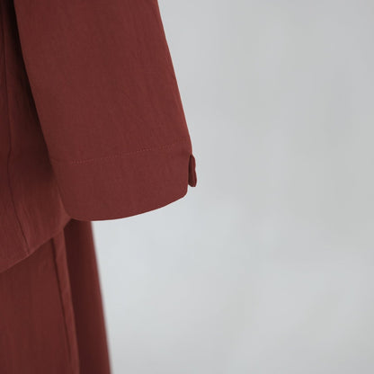 Button-Front Longline Top & Wide-Leg Trouser Set