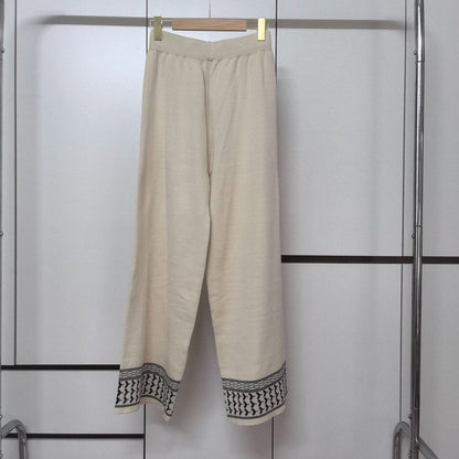Geometric Jacquard-Trim Ribbed Knit 3-Piece Set