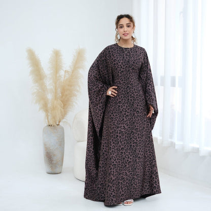 Leopard Print Batwing Maxi Dress