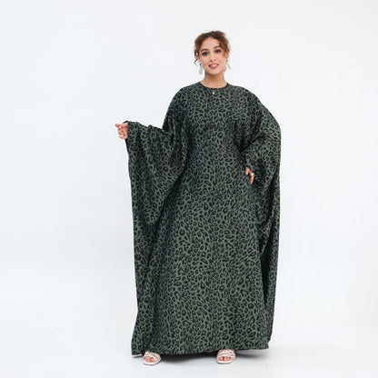 Leopard Print Batwing Maxi Dress