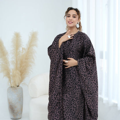 Leopard Print Batwing Maxi Dress