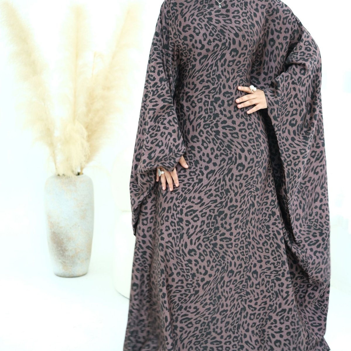 Leopard Print Batwing Maxi Dress
