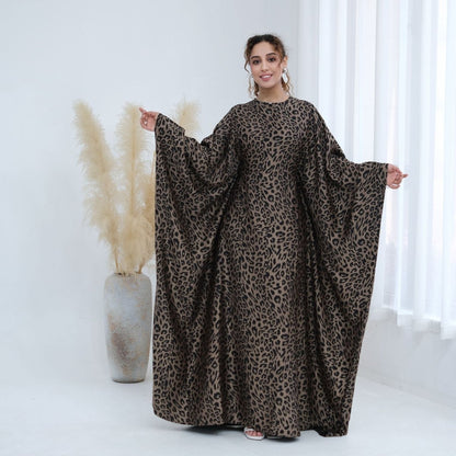 Leopard Print Batwing Maxi Dress