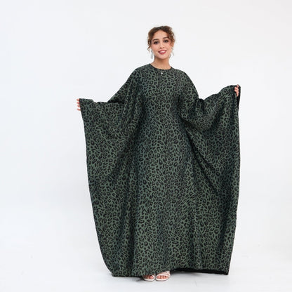 Leopard Print Batwing Maxi Dress
