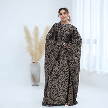 Leopard Print Batwing Maxi Dress