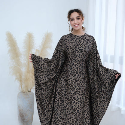 Leopard Print Batwing Maxi Dress