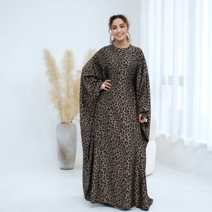Leopard Print Batwing Maxi Dress