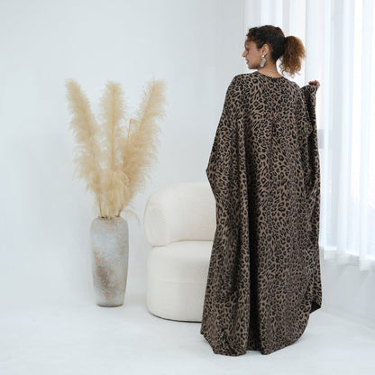 Leopard Print Batwing Maxi Dress