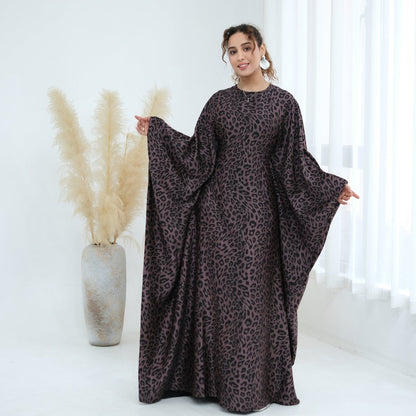 Leopard Print Batwing Maxi Dress
