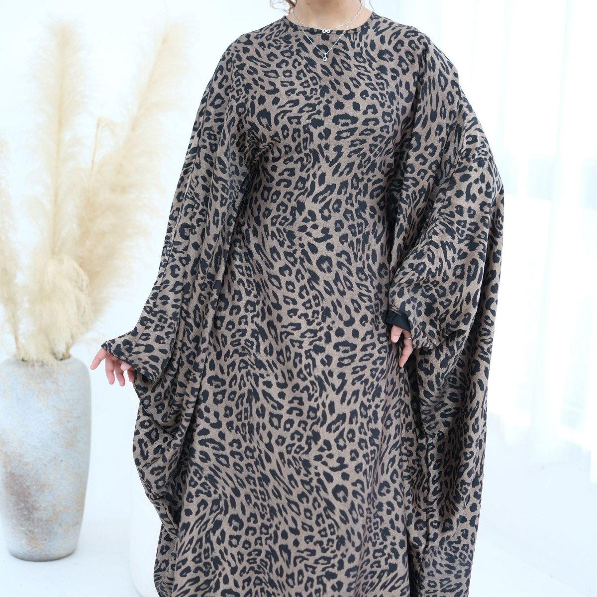 Leopard Print Batwing Maxi Dress