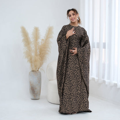Leopard Print Batwing Maxi Dress