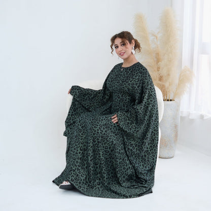 Leopard Print Batwing Maxi Dress