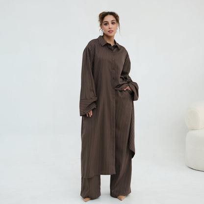 Pinstripe Oversized Shirt & Wide-Leg Trouser Set