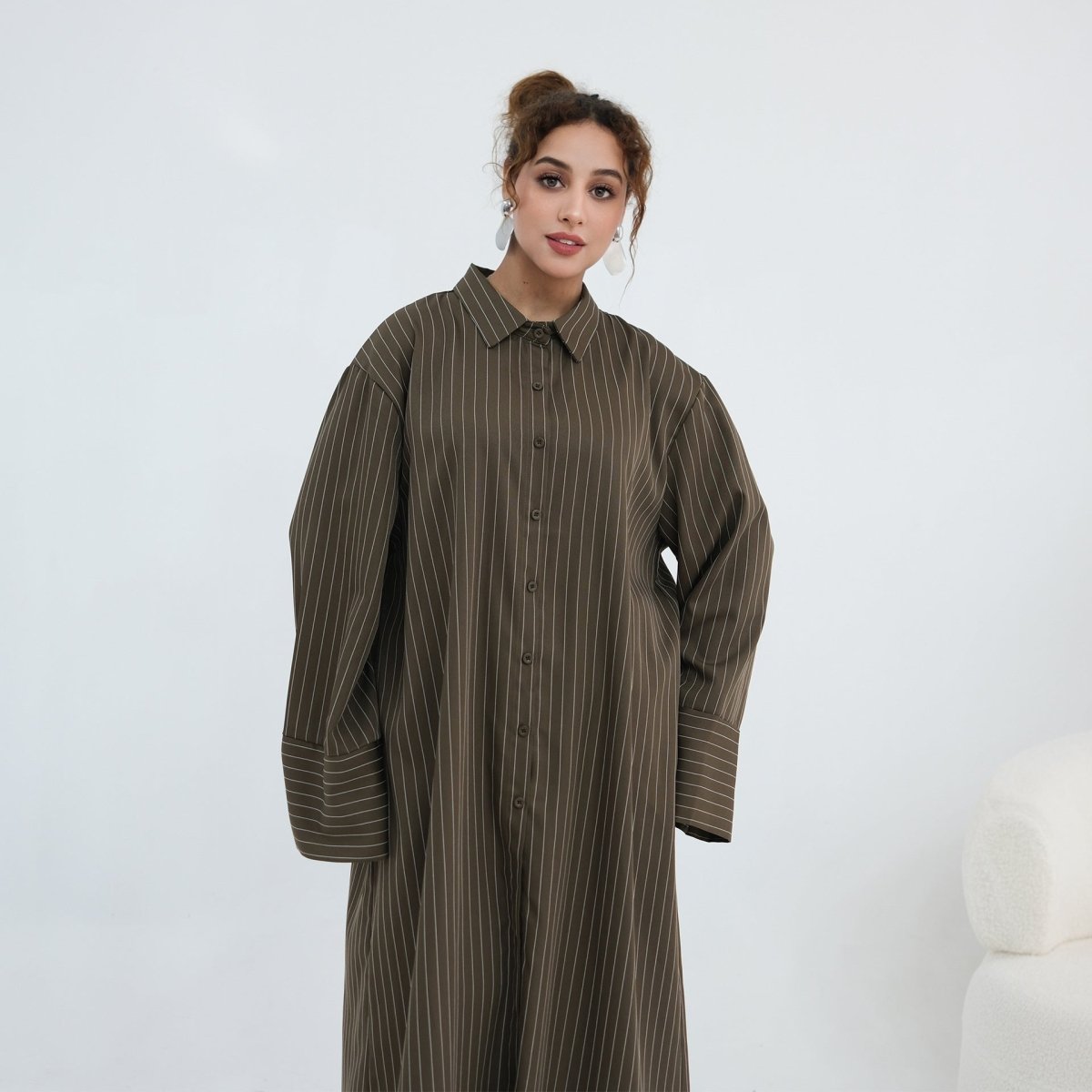 Pinstripe Oversized Shirt & Wide-Leg Trouser Set