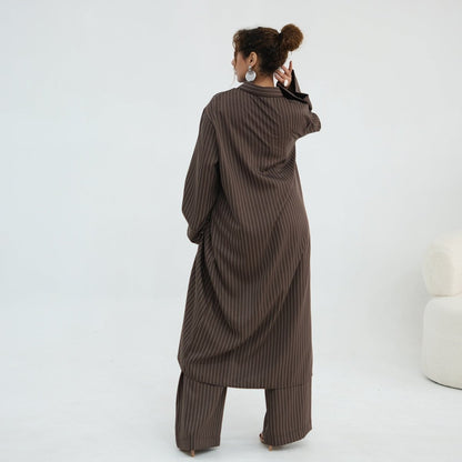 Pinstripe Oversized Shirt & Wide-Leg Trouser Set