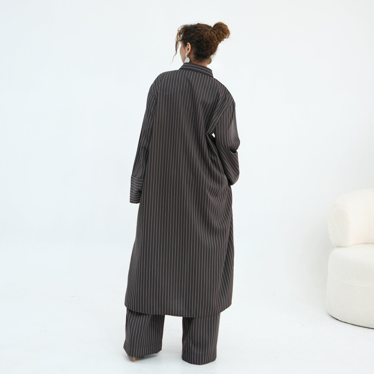 Pinstripe Oversized Shirt & Wide-Leg Trouser Set