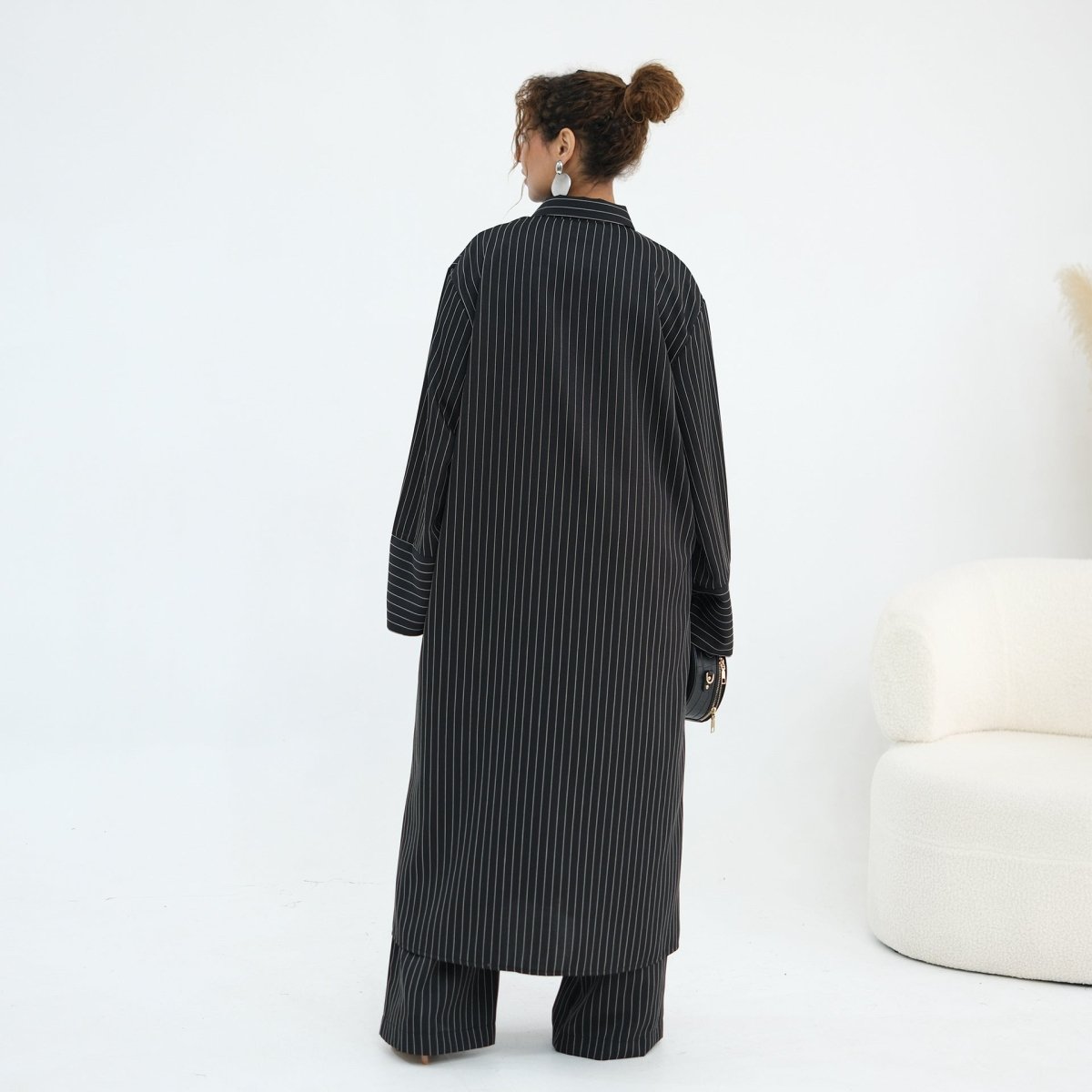 Pinstripe Oversized Shirt & Wide-Leg Trouser Set