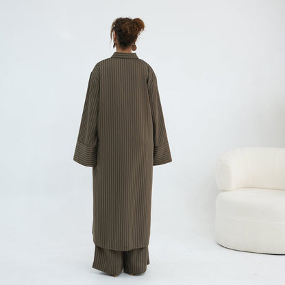 Pinstripe Oversized Shirt & Wide-Leg Trouser Set
