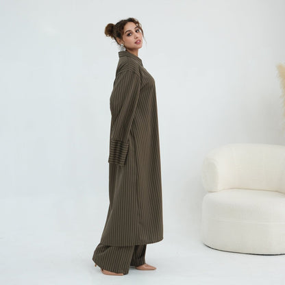 Pinstripe Oversized Shirt & Wide-Leg Trouser Set