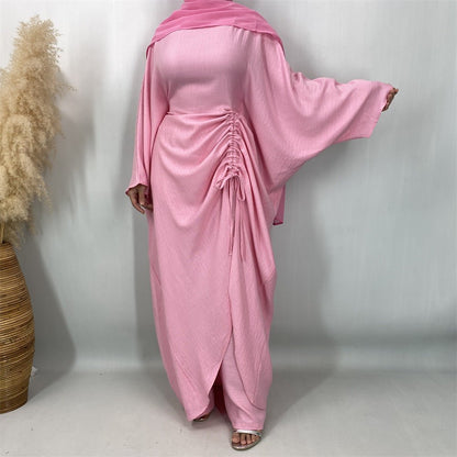 Ruched Drawstring Batwing Top & Wide-Leg Trousers Co-ord Set